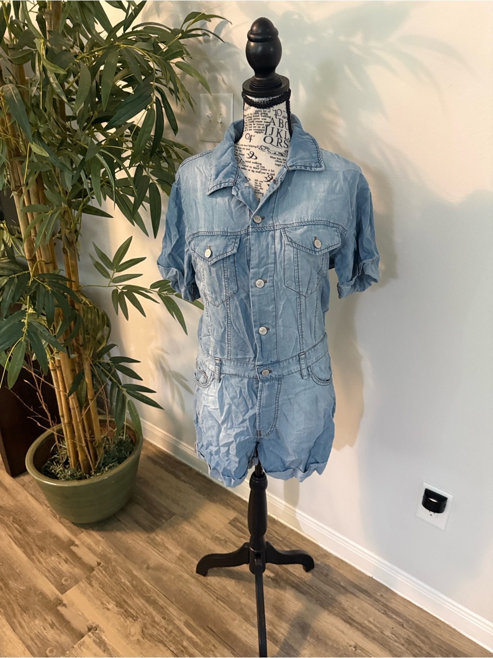 Zenana Outfitters Light Blue Denim Romper